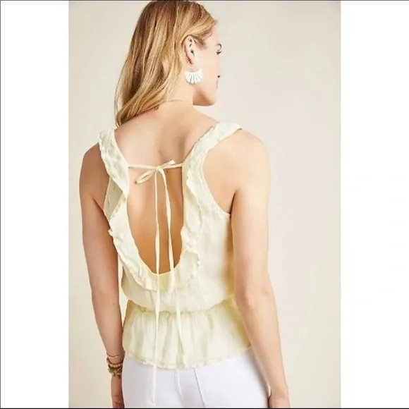 Anthropologie Linen Peplum Tank Top NWT Sz L - Picture 1 of 7